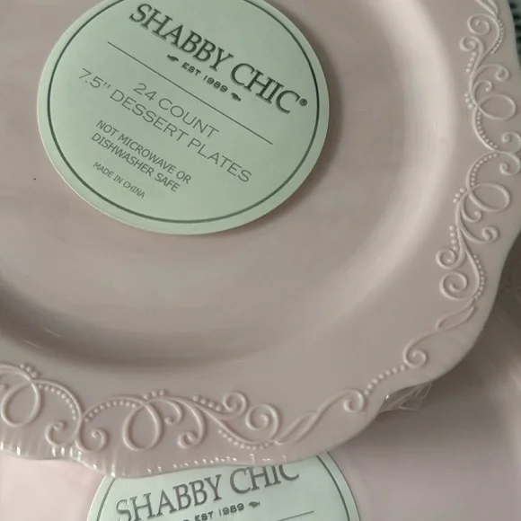 Shabby Chic 48 plates ( 24 7.5” dessert , 24 10.25” dinner) pink